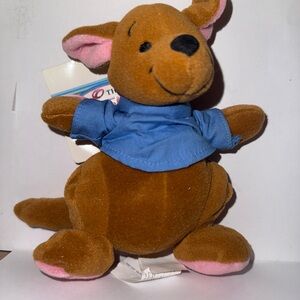 Brown and Blue Stuffed Kangaroo Toy